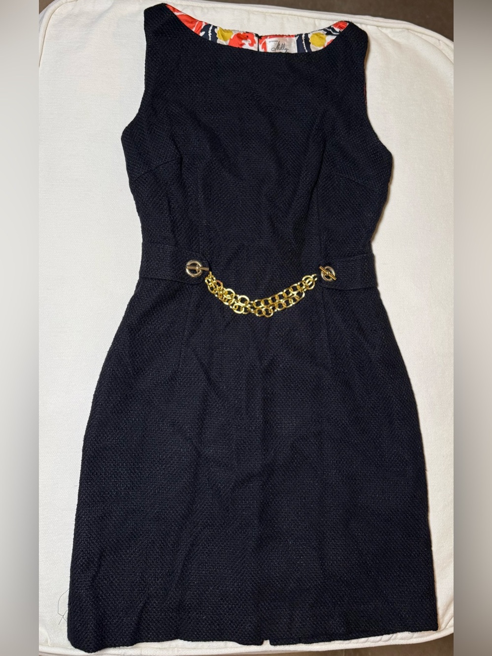 Milly Sheath Dress with gold belt